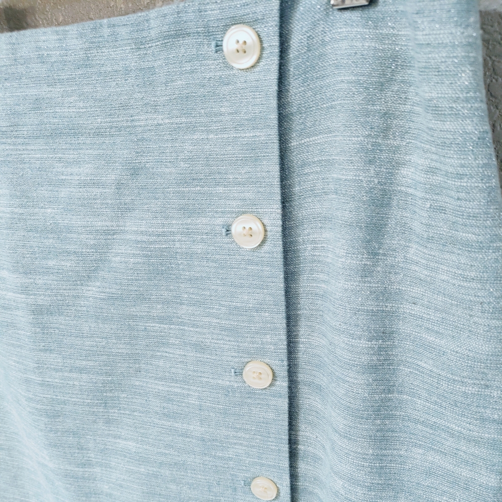 LOFT Powder Blue Side-Button Mini Skirt - Picture 3 of 6